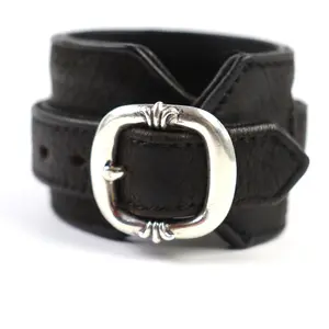 Pre-owned Chrome Hearts Calfskin Small Leather Goods RR TINY BUCKLE Leather Bracelet