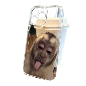 Cute Monkey Pattern Phone Case Anti-drop Cellphone Protective Case Total Protective Shockproof Mobile Phone Cover for iPhone 6 7 8 9 X XS XR 11 12 13 14 15 16 17 PRO MAX PLUS Air mini