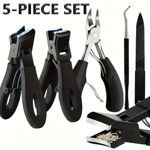 5PC Ingrown Toenail Clipper Set Heavy Duty Nail Nipper For Thick Nails Cuticle Scissors Manicure Kit For Men Women