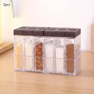 2pcs Spice Seasoning Storage Box Kitchen Supplies Salt Pepper Seasoning Bottle Multi-purpose Storage Salt Shaker