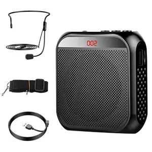 1 Set Portable Voice Amplifier Microphone Speaker 2200mAh Rechargeable Voice Amplifier for Teachers Training Meeting Tour Guide Classroom (Black)