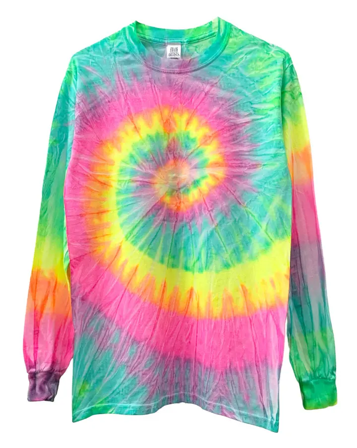 Rainbow Tie-Dye Long Sleeve Unisex Tee, Hand Dyed
