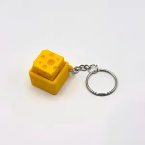 3D Printed Cheese Slice Clicker Keychain, Cute Mini Fidget Bag Charm Funny Foodie Gift