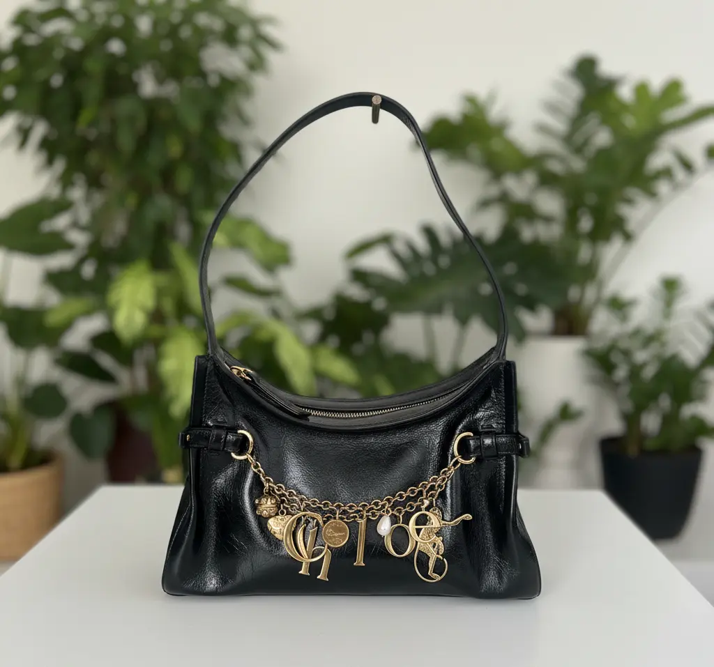 Pre-owned Chloé Leather Shoulder Bags Chloe Charms Black Bag New