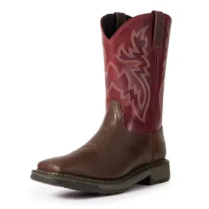 【Genuine Leather】Palitutu Cowboy Boots For Men Square Toe Western boots Wide Calf Cowboy Boots Pull On Embroidered Full Grain Leather PLT403601