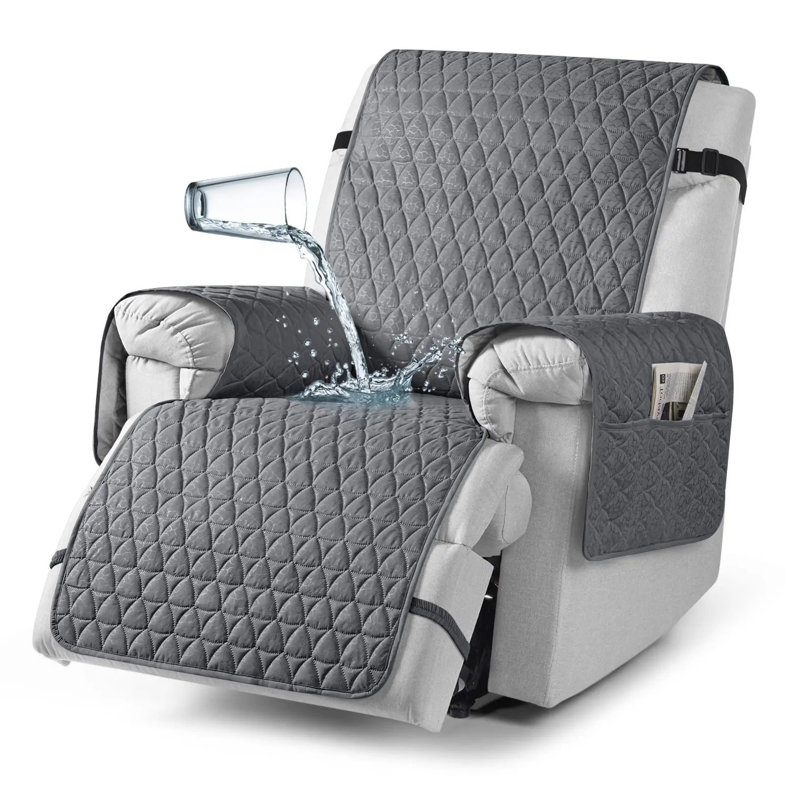 TAOCOCO 100% Waterproof Recliner Cover,Non-Slip and Stays in Place ,Washable Pet Furniture Protector,Home-Style Sofa Cover with Pockets, Suitable for use in the Living Room and Bedroom