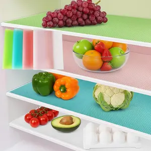 LMMAKE 12Pcs Cuttable Refrigerator Lining Mats Food-Grade EVA Non-Toxic Waterproof Drawer Cabinet Mats Insulated Moisture Proof Stain Resistant Coasters for Shelves Clean Tidy Blue Tableware
