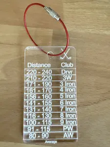 Golf Handicap Distance Guide - Transparent Acrylic Chart with Club Selection for Improved Strategy & Performance