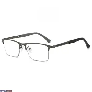 Men's Semi-Rimless Business Eyeglasses — Men's Accessories: Anti-Blue Light, Anti-Fatigue Reading Glasses with Rubber Frames (Available in +1.0 to +4.0 Magnifications); Comfortable, Lightweight, and Ideal for Office Work and Gaming.