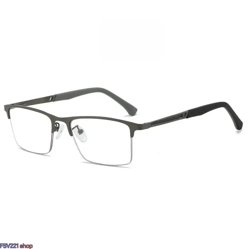Men's Semi-Rimless Business Eyeglasses — Men's Accessories: Anti-Blue Light, Anti-Fatigue Reading Glasses with Rubber Frames (Available in +1.0 to +4.0 Magnifications); Comfortable, Lightweight, and Ideal for Office Work and Gaming.