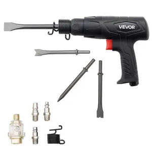 fathersdaygift VEVOR Air Hammer, 2500-2700BPM Pneumatic Hammer with 2.76-inch Stroke 4PCS 6.7 Long Barrel Chisels, Pistol-Grip Compact Air Chisel Pneumatic Shovel Tool for Cutting Scraping Demolishing