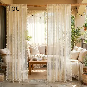 1pc Bohemian Style Outdoor Curtain, Lightweight Breathable Drapes, Perfect for Summer, Patio, Balcony, Wedding, High Value, Outdoor Patio Curtains