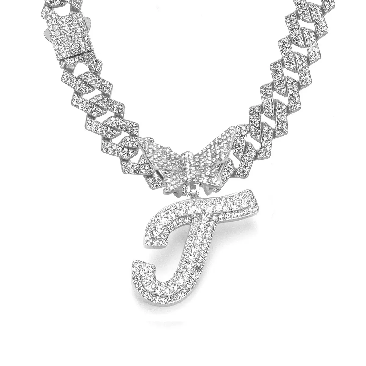 Silver letter necklace T