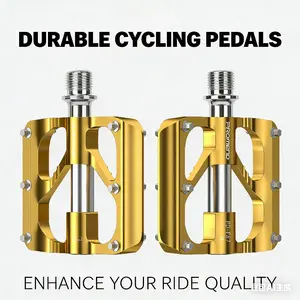 Electroplating three Peilin road bike folding bike retro bearing single bike pedal (gold color)