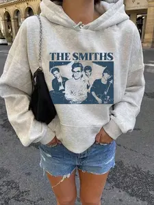 Men's Street Style Hooded Sweatshirt, Geometric Letter Print, Loose-Fit Thick Fabric, Fall & Winter Casual Wear