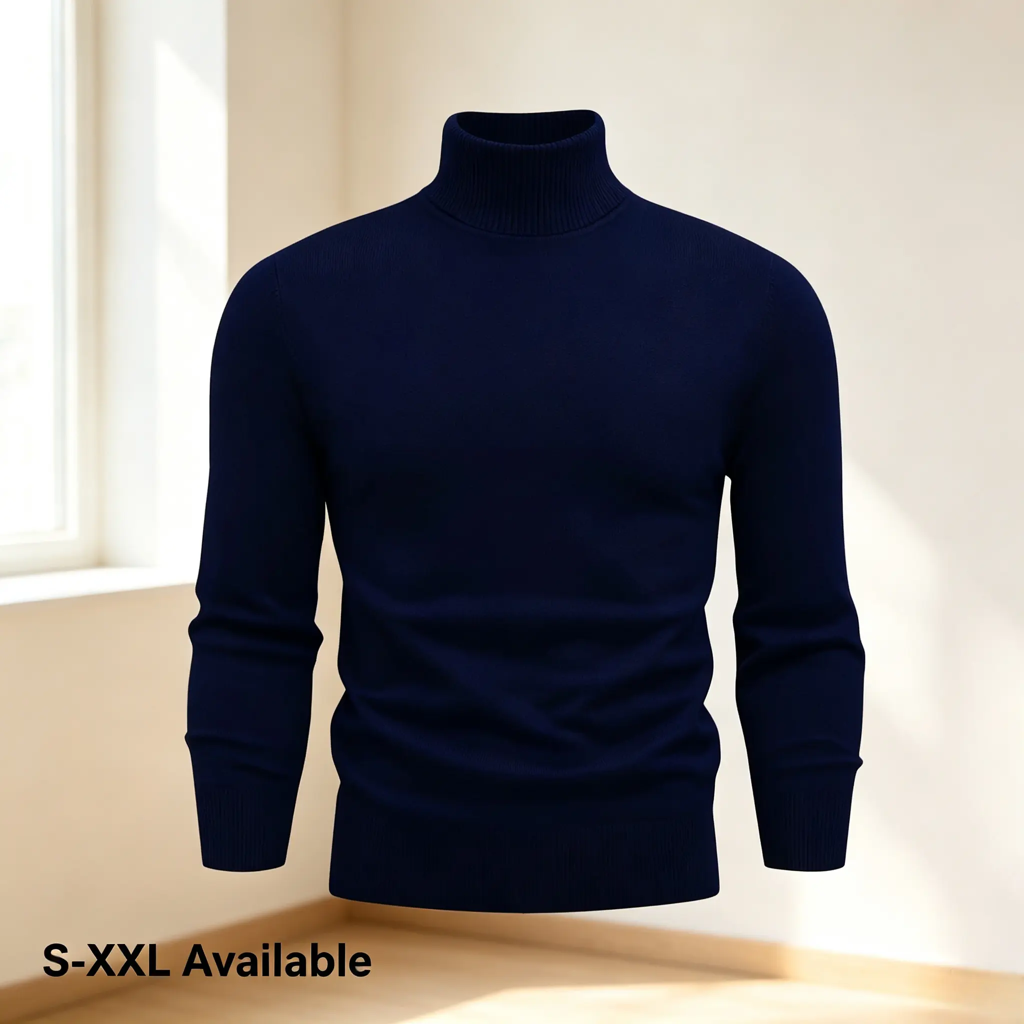 Men's Classic Turtleneck Knitted Pullover Sweater, Well-Made Solid Color Breathable Long Sleeve Top, Versatile for Daily Casual and Business Office Wear, S to XXL