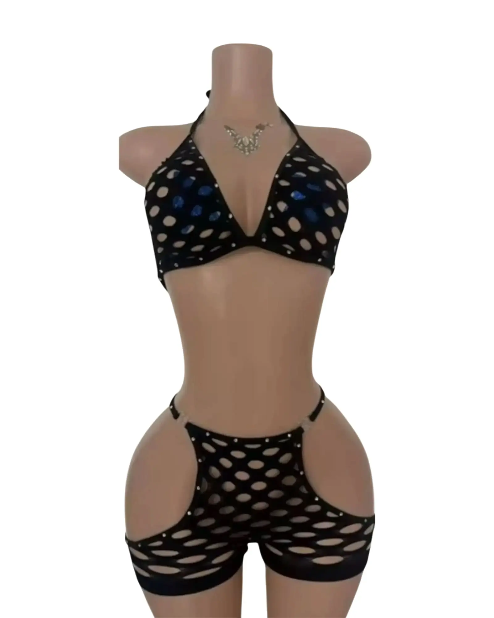 Sinnet Rhinestone Fishnet Outfit