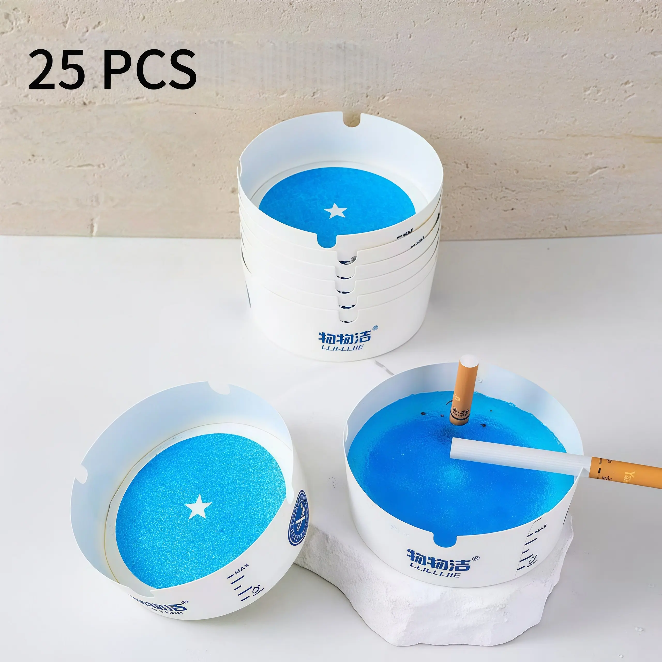 25-Pack Eco-Friendly Disposable Foam Ashtrays with Odour Control Deodorizing Gel, Portable Non-Toxic Eco Paper Trays with Paper Supports, Convenient Home Supplies Accessories for Home, Car, Parties, Camping, Travel Greener Habits