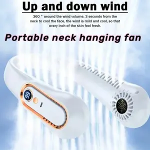 Hanging neck portable fan cooling with 5 speeds and digital displays - super technology and bladeless