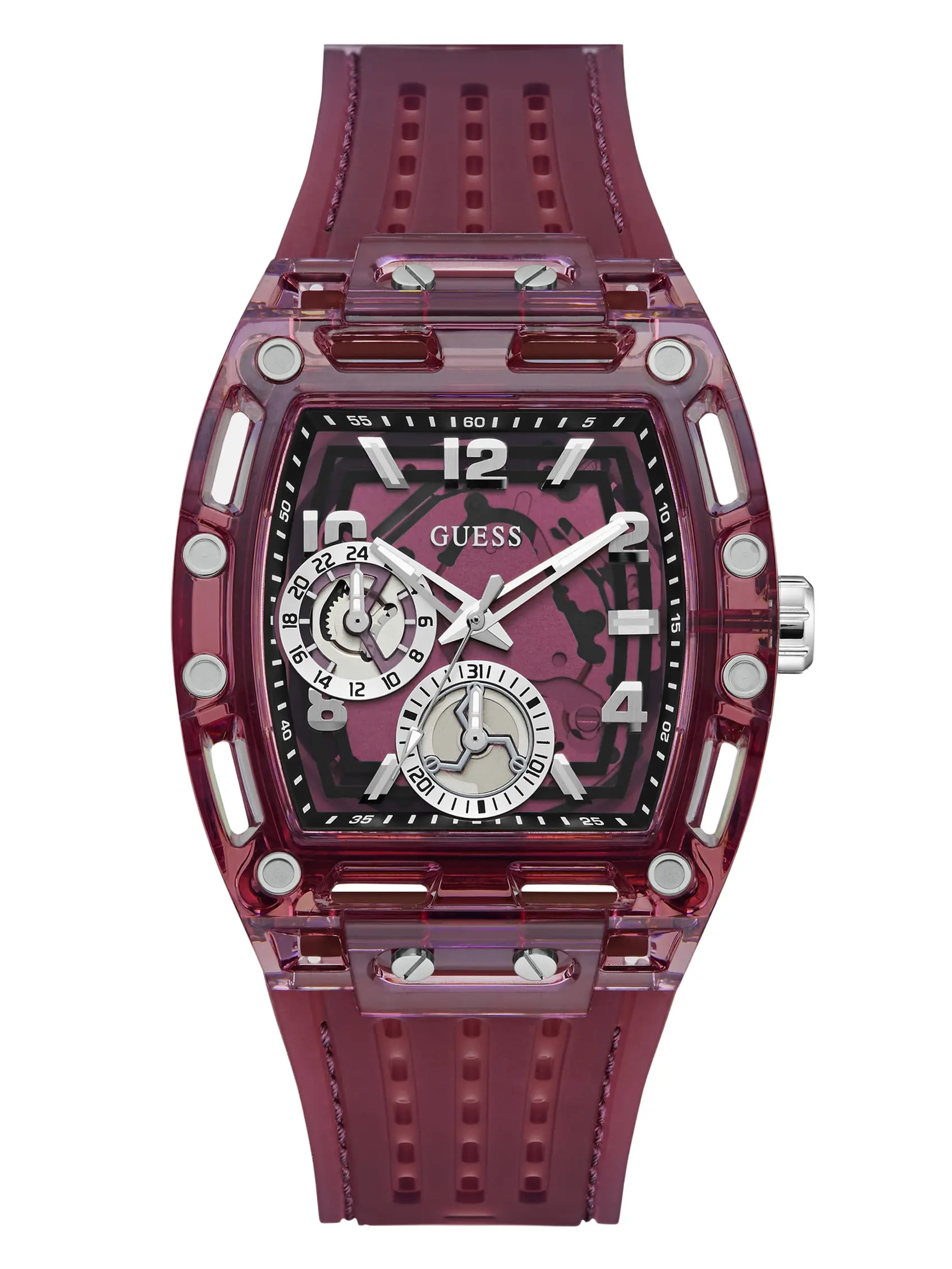 GUESS Male Burgandy Multifunctional Watch