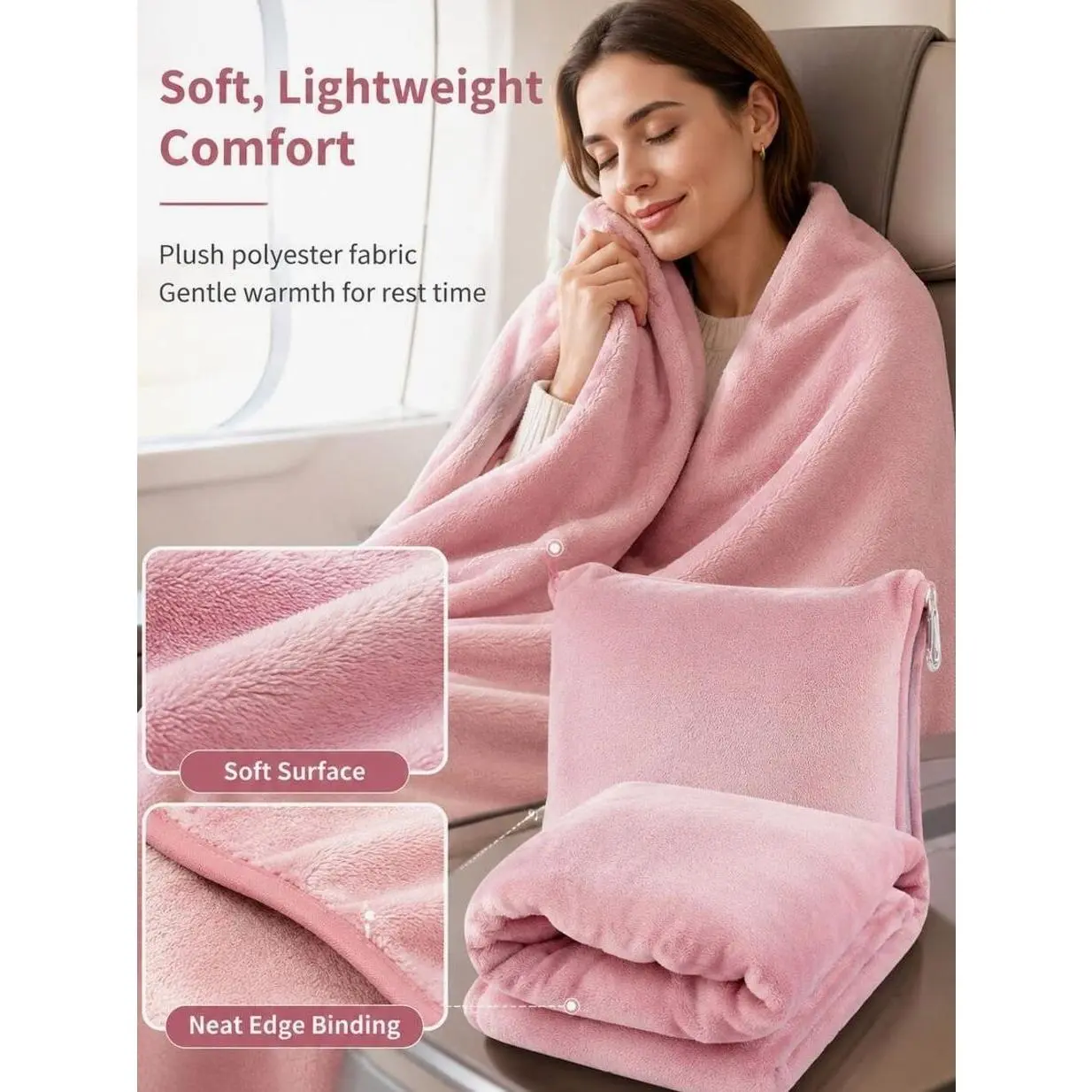 Travel Blanket And Pillow, Premium Soft, All-Purpose Travel Blanket, Resting Blanket, Equipped With Luggage Strap And Backpack Hook, Suitable For Various Travel Scenarios Such As Car Travel And Air Travel.