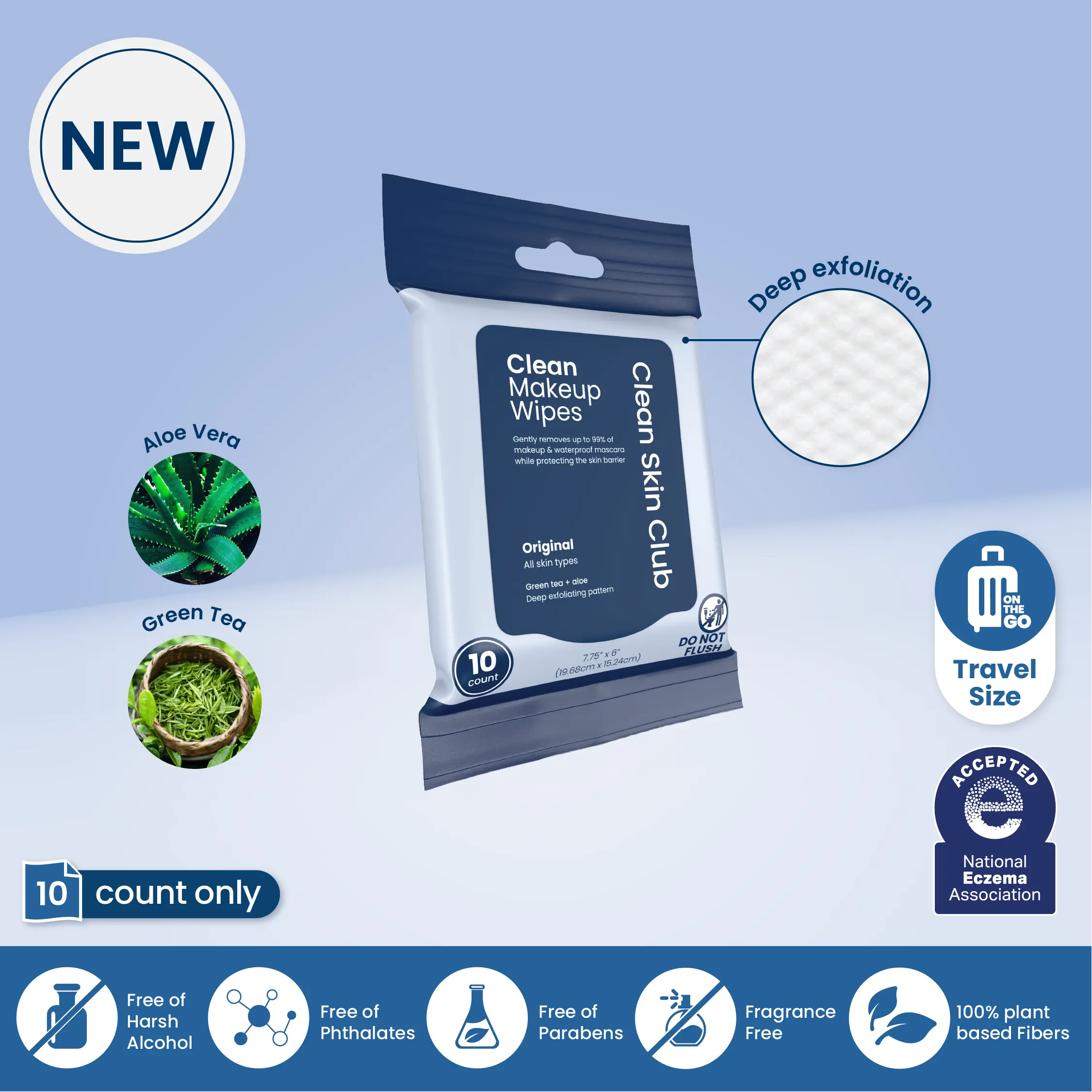 Clean Makeup Wipes Original Travel 10ct: Gentle, Non-Irritating Removal for All Skin Types Clean Makeup Wipes Original Travel 10ct: Gentle, Non-Irritating Removal for All Skin Types