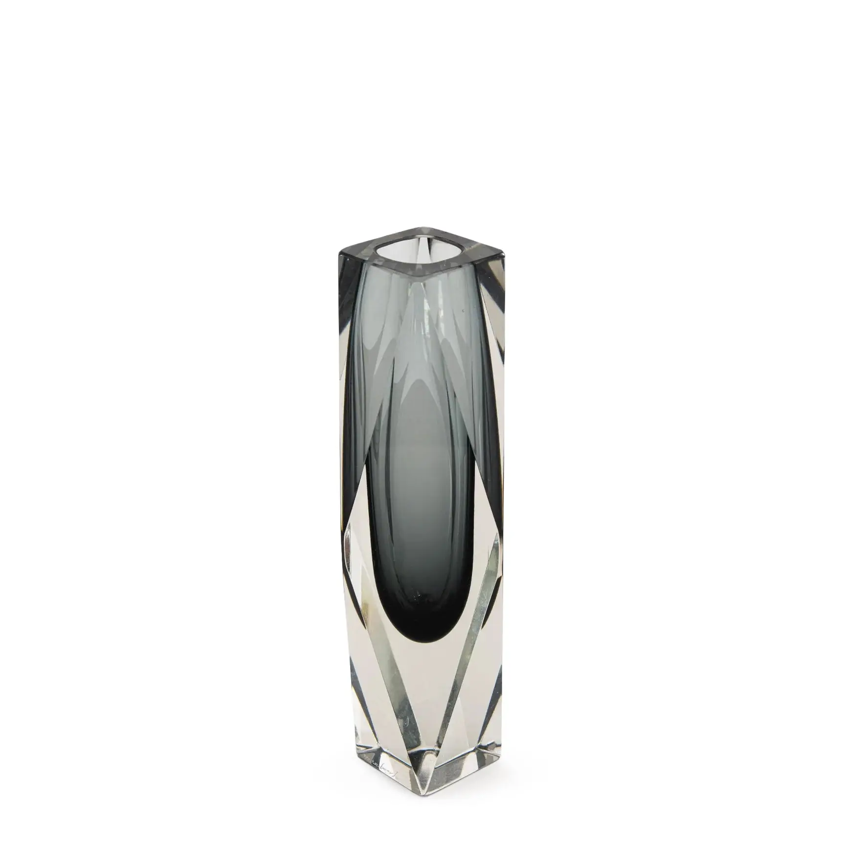 Sommerso Art Glass by Murano Smoke Grey Vase