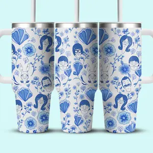 Bob’s Burgers Family 40oz Tumbler, Belcher Family Stainless Steel Cup, Cartoon Fan Insulated Travel Mug, TV Show Merch