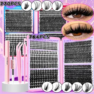 Segmented False Eyelashes Set, Lightweight Volume Single Cluster Lash Kit, Reusable Dense False Lashes, Perfect for Daily, Party, Date, Synthetic Lashes