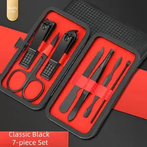 Nail Clippers Set and Manicure Set - Professional Stainless Steel Nail Kit, Manicure Kit, Nail Care Kit with Travel Case, File, Tweezers, Grooming Kit - Ideal Gift for Women and Men (7PCS)