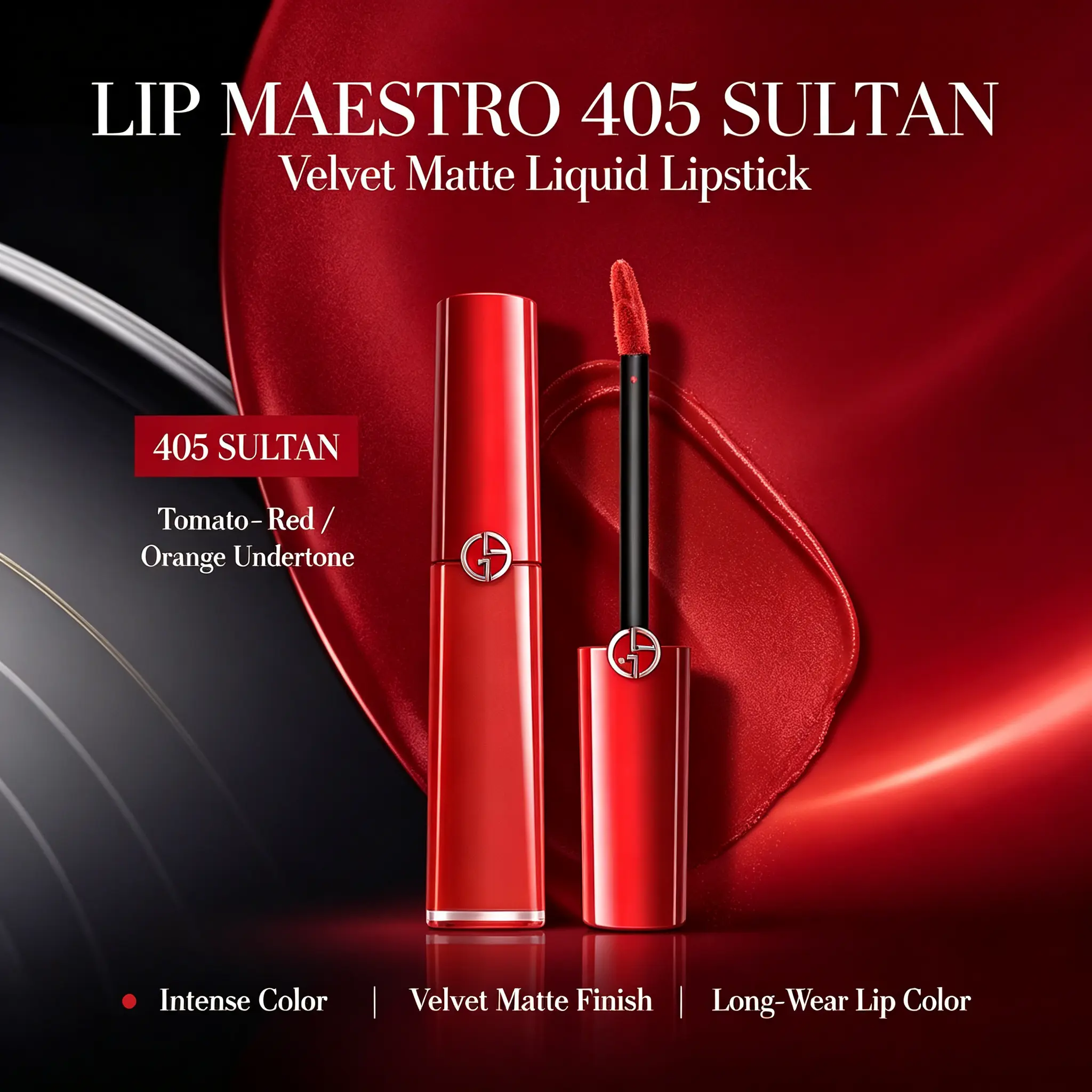 Giorgio Armani Lip Maestro Liquid Lipstick 405 Sultan, Intense Velvet Matte Long‑Wear Lip Color 6.5ml