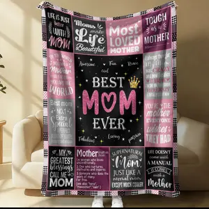 Best Mom Theme Blanket, Perfect Gift for Home Office Travel Camping, Cozy Air Conditioning Blanket, Heartfelt Words Tribute