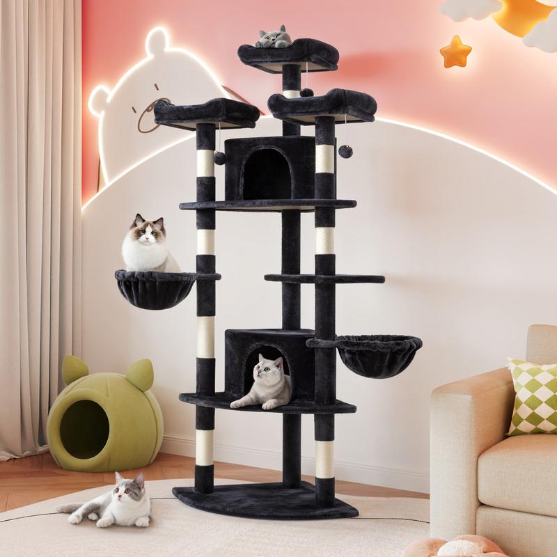 SHA CERLIN 73in Corner Cat Tree for Indoor Cats -Save Space with Multi-Level Perches, Condo, Sisal Scratching Posts#ChristmasGifts#TikTokShopBlackFriday