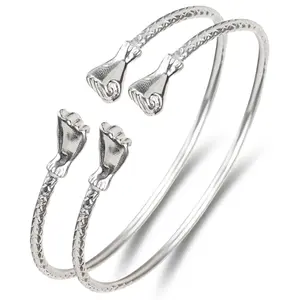 Better Jewelry Fist .925 Sterling Silver West Indian Bangles, 1 pair