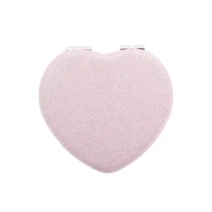 VOCOSTE Heart-shape Makeup Mirror Portable Compact Mirror for Women Travel Pink 1 Pc