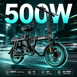 500W Peak Folding Electric Bike for Adults, 48V 15AH Removable Battery Foldable Ebike, 14" Fat Tire Electric Bicycle with Triple Shock Absorption, Mechanical Dual Disc Brakes,