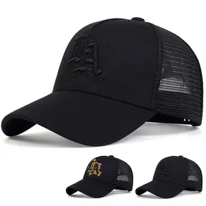 Men Gothic Letter LA Embroidered Baseball Cap Mesh Hat Outdoor Sport Adjustable Sunscreen Leisure Hat Spring Autumn Travel Tourism Beach Vacation