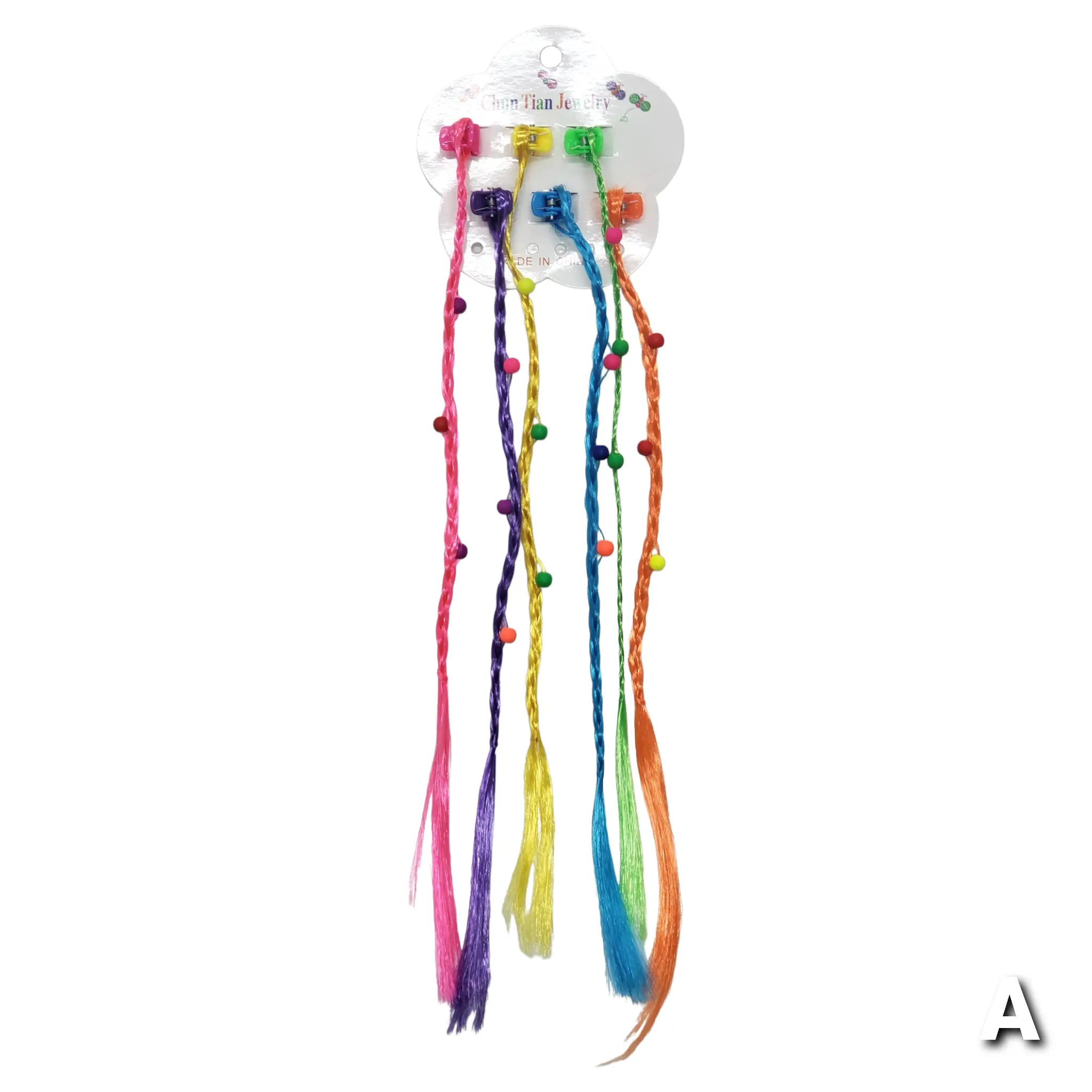 6pc Braided Clip-In Hair Extension w/ Beads (Assorted Colors)