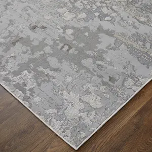 HomeRoots 8 x 10 ft. Silver Gray & White Modern Abstract Rectangle Area Rug for Dining Room, Home Decor, Indoor Flooring, Dining Room Rug, Abstract Area Rugs