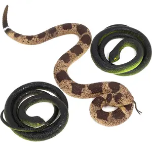 3Pcs Rubber Snakes Realistic Fake Snakes Rattlesnake- Garden Props to Keep Birds Away-Scare Birds and Squirrels for Gag Toys Pranks Party Favors Halloween Decoration