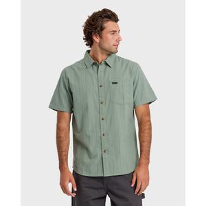 Quiksilver | Dobby Stripe Classic Short Sleeve Shirt | Men's 100% Cotton Chest Pocket Regular Fit | Casual Streetwear