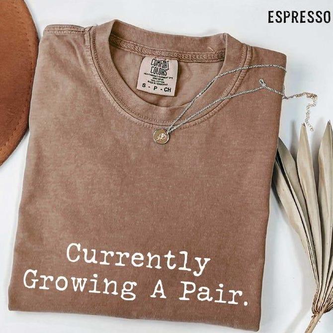 Comfort Colors Currently Growing A Pair Shirt, Funny Twin Pregnancy Announcement Tee, Full Sizes, Full Colors