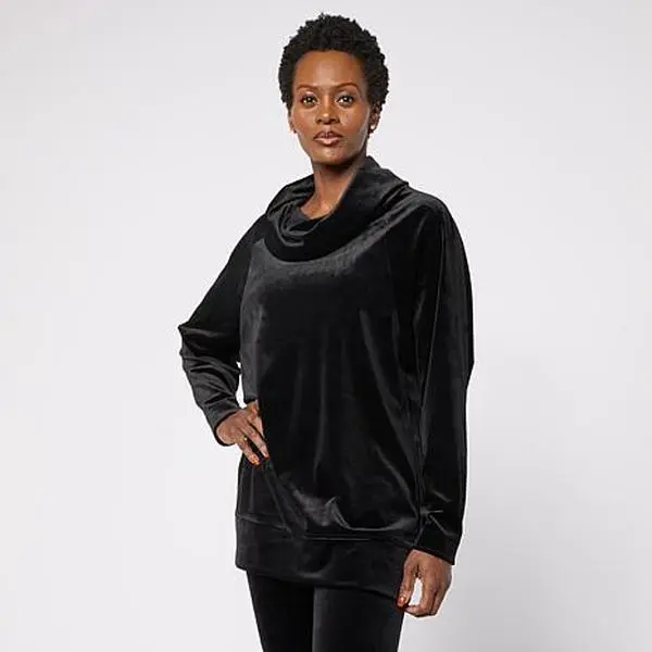 MarlaWynne WynneLayers Luxe Velour Cowl Neck Tunic