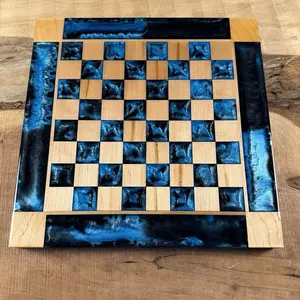 Caribbean Black Onyx Maple Wood Chess Board (PIECES INCLUDED) Caribbean Black Onyx Maple Wood Chess Board (PIECES INCLUDED)