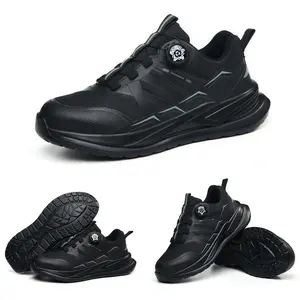 Men's Four-Season Industrial Safety Work Shoes – Steel Toe Protection, Puncture Resistant, Breathable Mesh Upper, Slip-Resistant Sole, Elastic Strap & Lace-Up Design, Lightweight & Durable, Suitable for Construction, Warehouse, and Outdoor Work