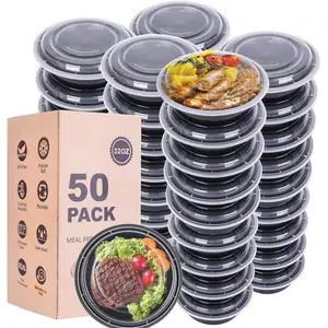 50 Pack 32OZ Round To Go Meal Containers with Lids - BPA-Free Meal Bowls, Freezer & Dishwasher Safe Food Storage