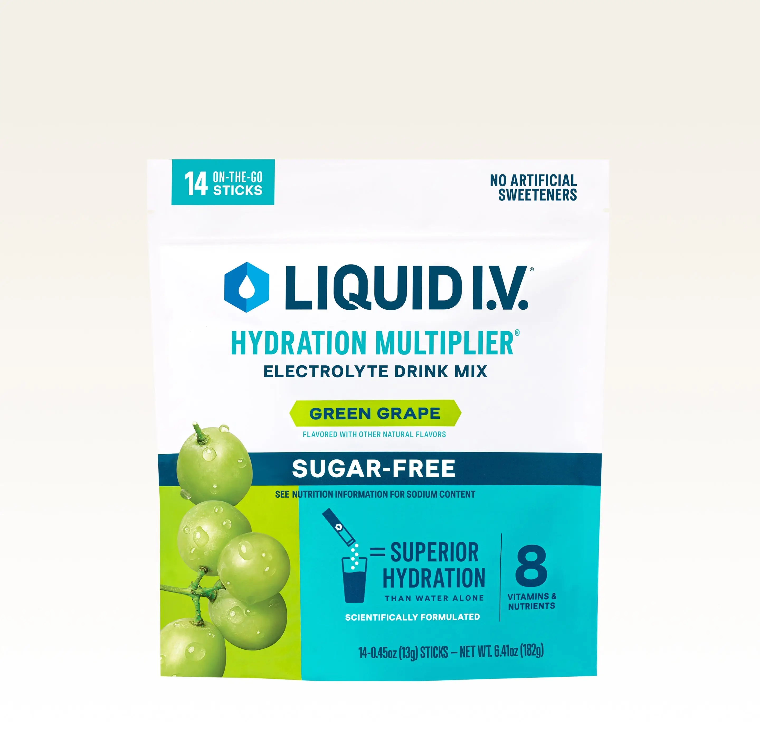 Liquid I.V. Sugar-Free Hydration Multiplier - Green Grape - Hydration Powder Packets | Electrolyte Powder Drink Mix | Convenient Single-Serving Sticks