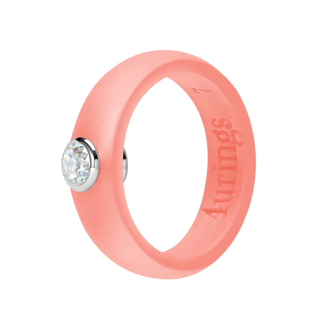 ROSE GOLD Silicone Diamond Rings for Women  Rhinestone Rubber Engagement Wedding Bands