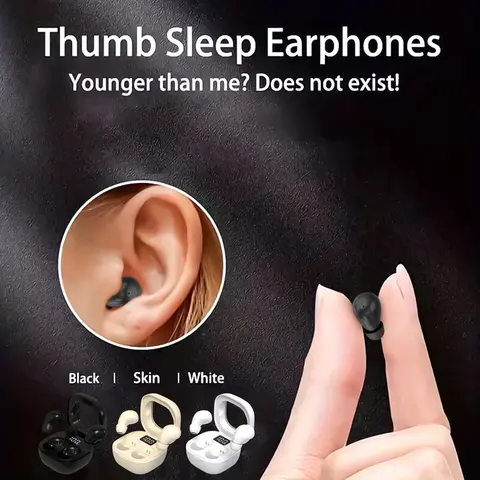 MSHUKCOE Ultra-Small Plastic Bluetooth Invisible Earbuds - Stereo Audio, Stable Connection, Noise Cancellation, Chargeable Headset with Cable Management for Small Ears