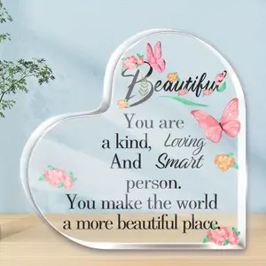 Christian Gift Acrylic Inspirational Plaque with Butterfly and Bible Verse, Modern Religious Wall Decor, Irregular Heart Shape, No Frame Needed